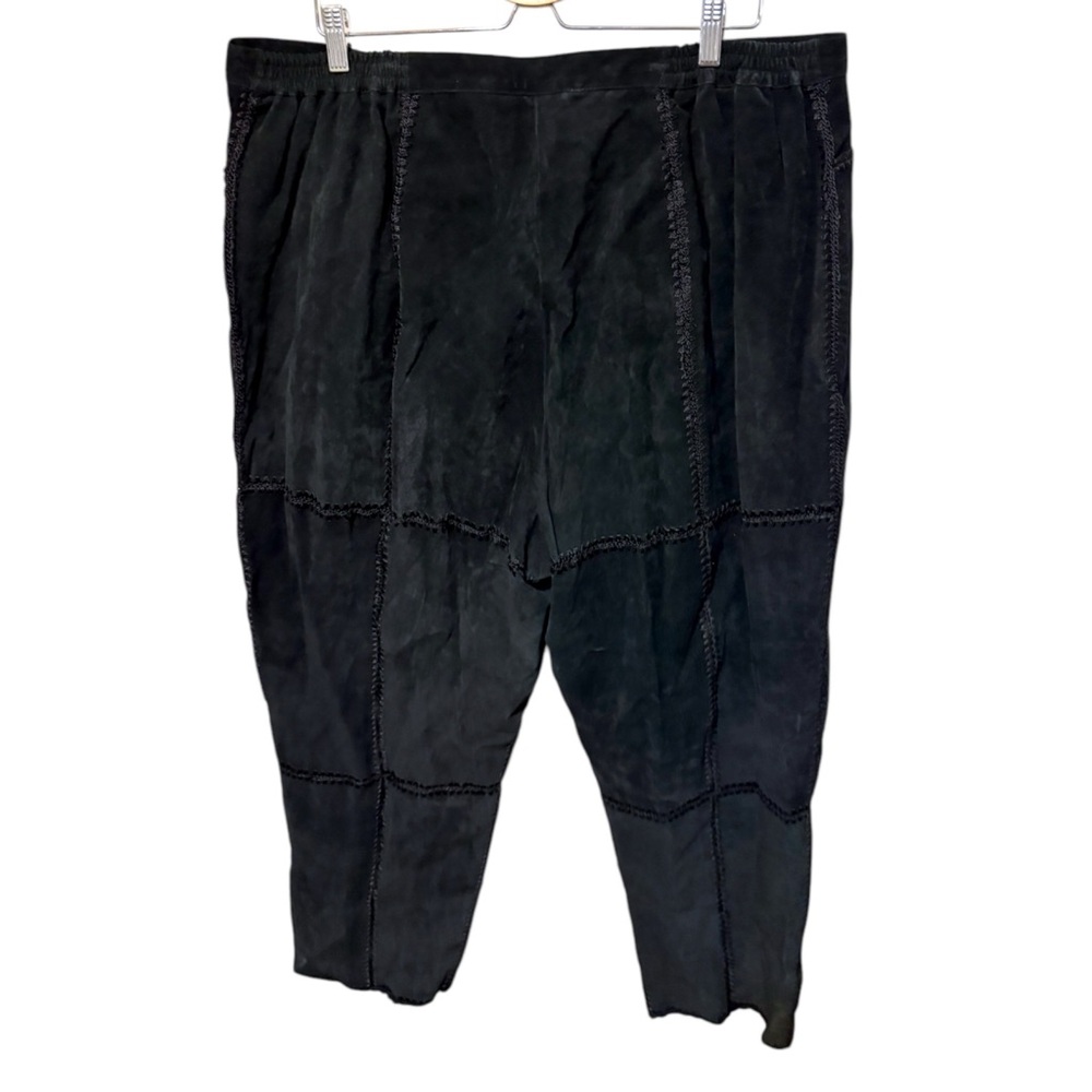 Vintage Black Genuine Leather Patchwork Quilted S… - image 3